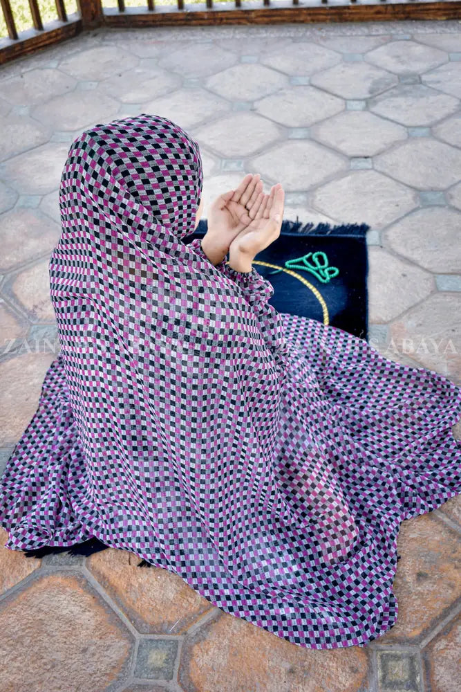Namaz Chadar in Chiffon With Black Floral Print ACC-45 | Zainab Designer Abaya