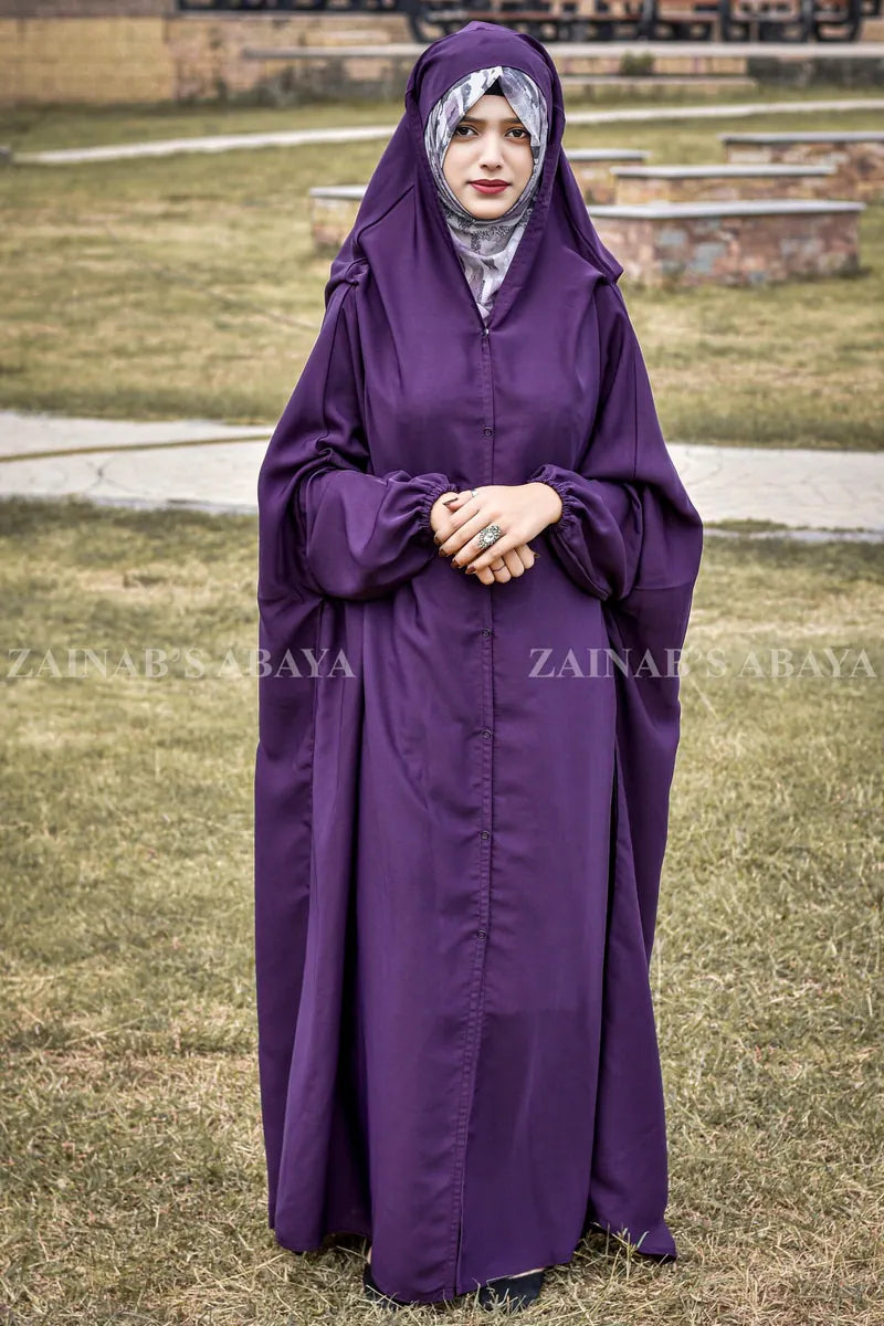Iraqi Chadar with Front Buttons – ACC-327 – Purple additional product view | Zainab Designer Abaya