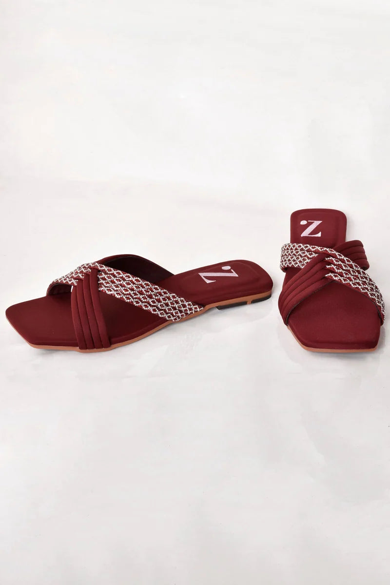 Dezzal Cross Formal Women Slipper Z-109 – Red additional view 2 | Zainab Designer Abaya