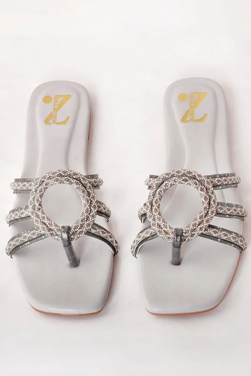 Glaming Formal Women Slipper Z-104 – Light Grey additional view 2 | Zainab Designer Abaya