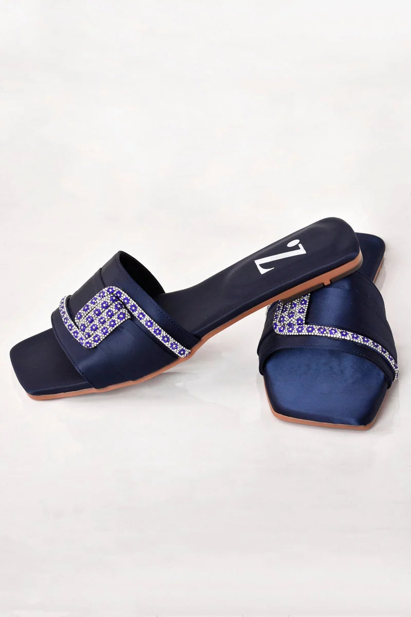 Midnight Spark Formal Women Slipper Z-103 – Navy Blue additional view 2 | Zainab Designer Abaya