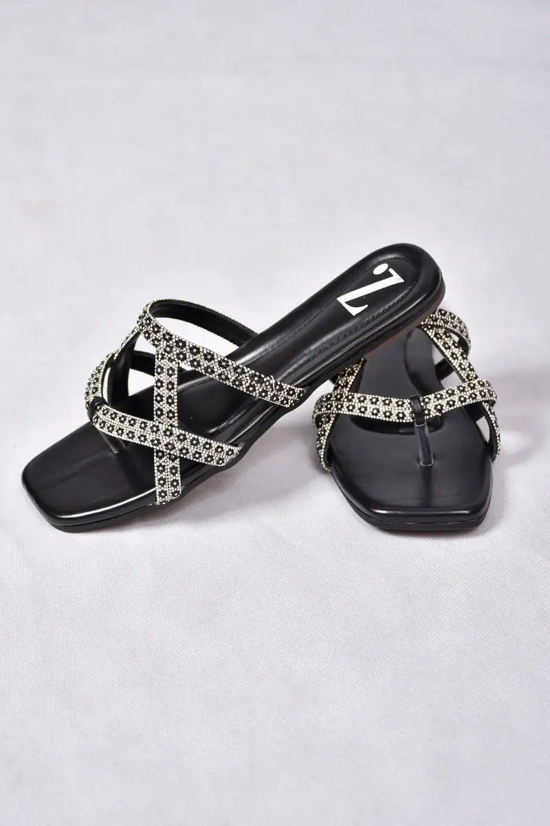 Raven Shine Black Formal Women Slipper Z-102 – Black additional view 2 | Zainab Designer Abaya