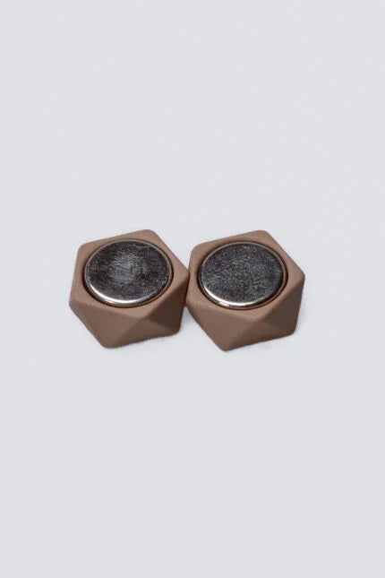 Hexagon Brown Abaya Magnets – Pair Acc-312 – product view | Zainab Designer Abaya