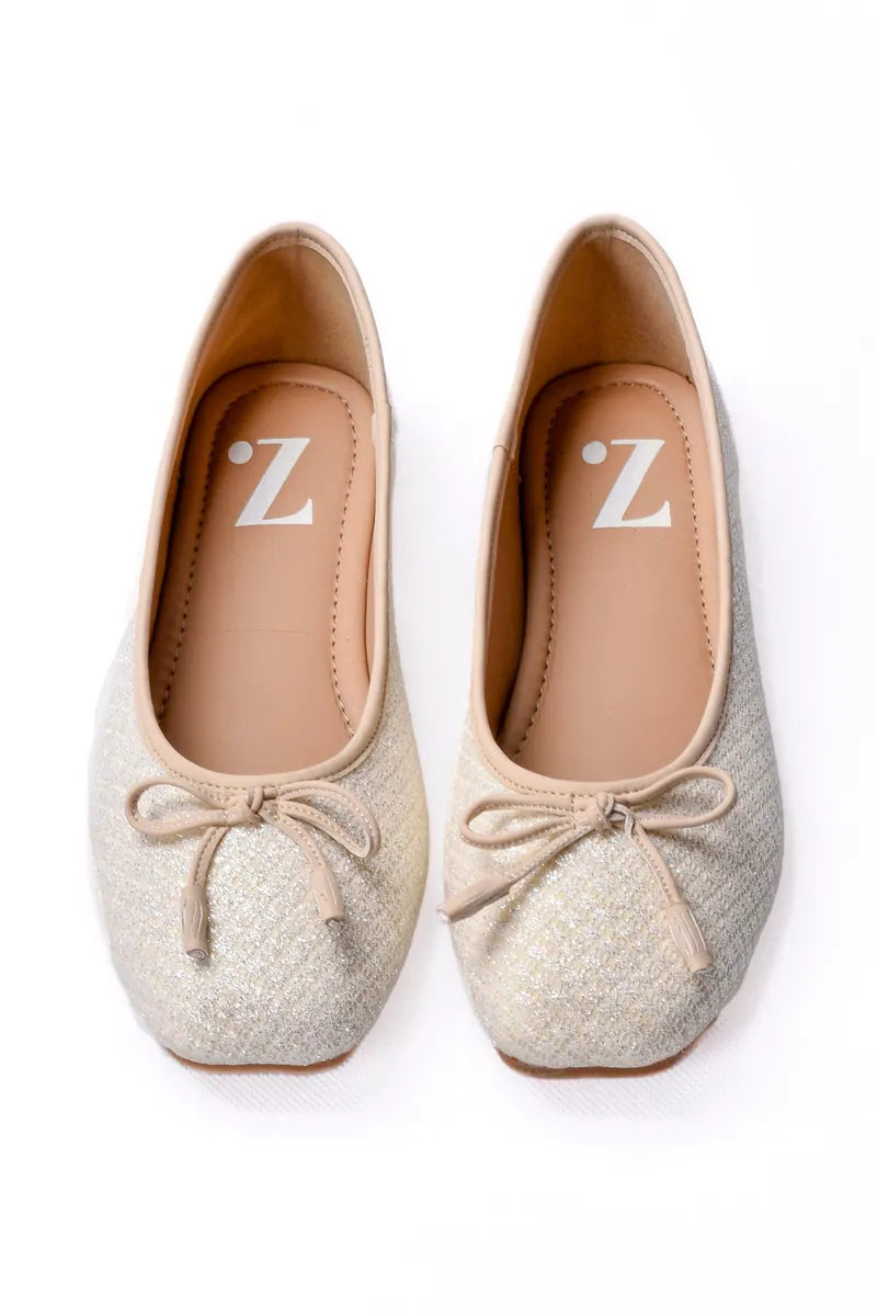 Shimmer Bow Ladies Pumps Shoes Z 401 – Off White – full product view | Zainab Designer Abaya