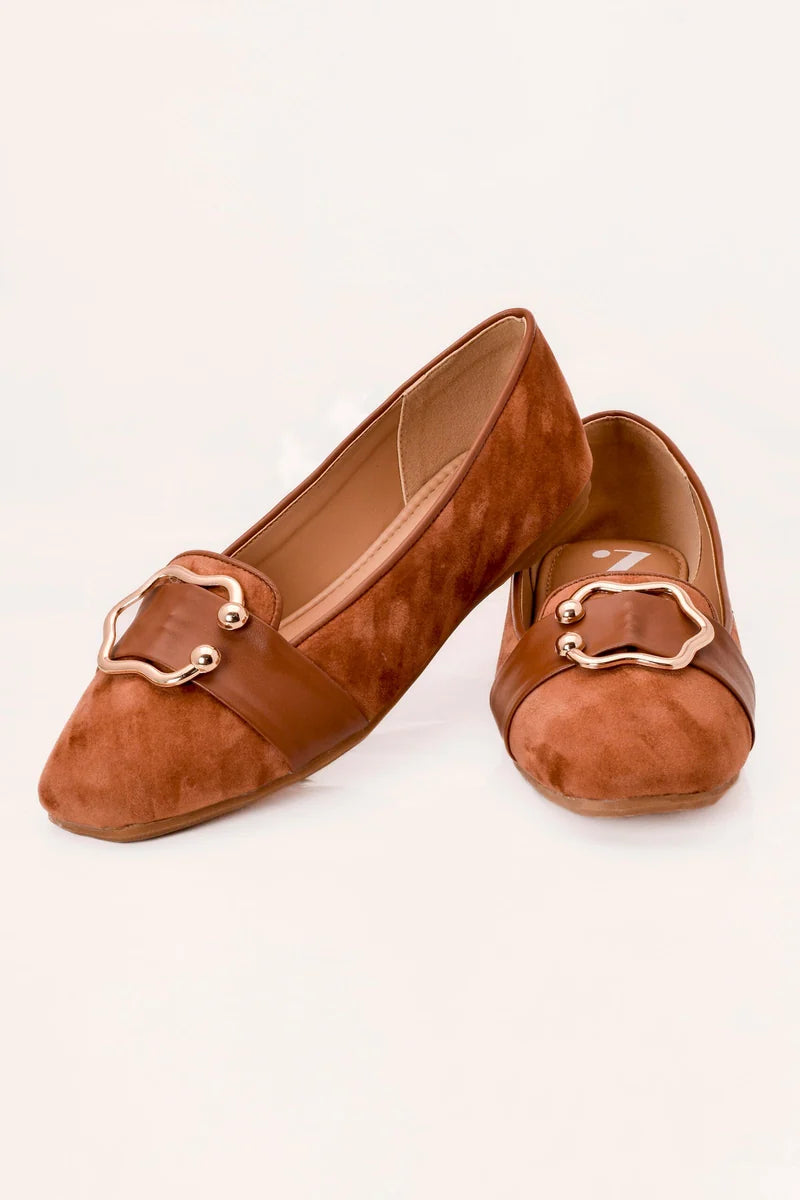 Rust Suede Ladies Pumps Z 402 – Rust Brown – full product view | Zainab Designer Abaya