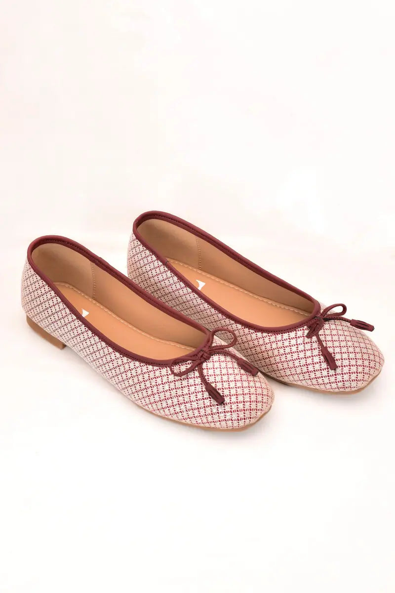 Soft Comfort Bow Ladies Pumps Z-401 – Maroon – full product view | Zainab Designer Abaya