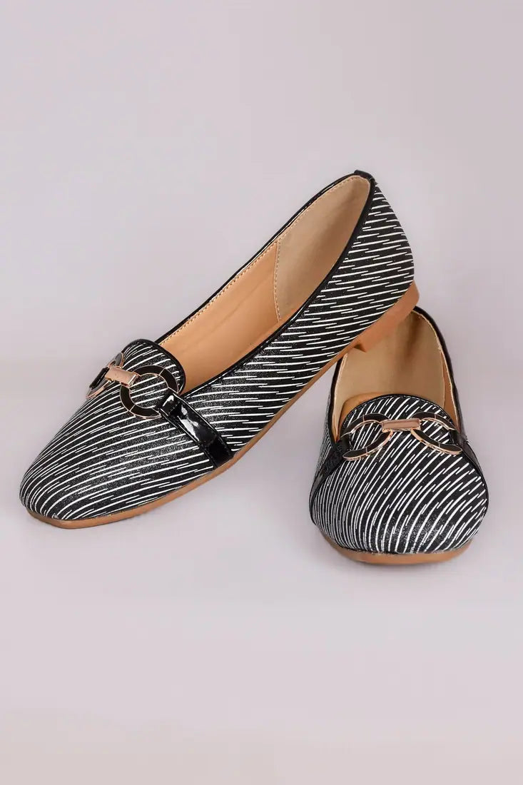 Striped Buckle Detail Ladies Pumps Shoes Z 407 – Grey – full product view | Zainab Designer Abaya