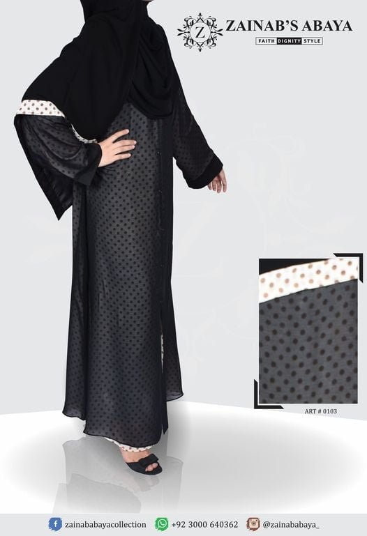 Printed Chiffon Dual Side Abaya With Chiffon Staller - 0103