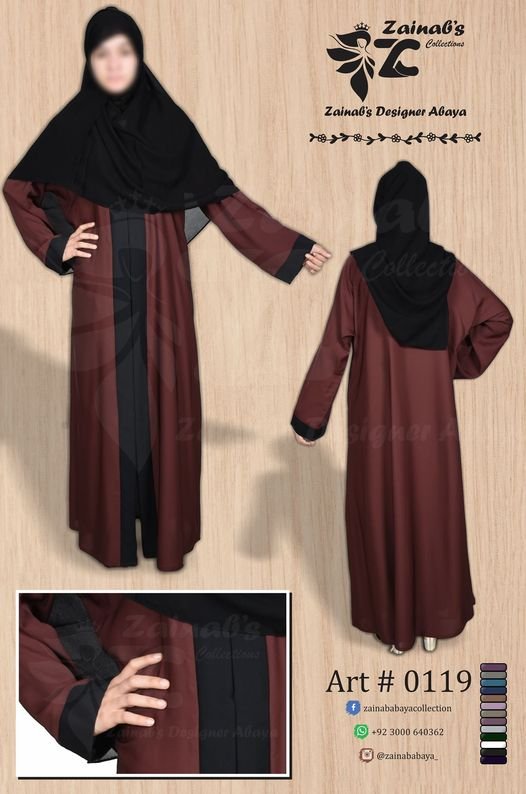 Nida Front Open Color Abaya ,Piping Work Strip Work On Front And Sleeves – 0119