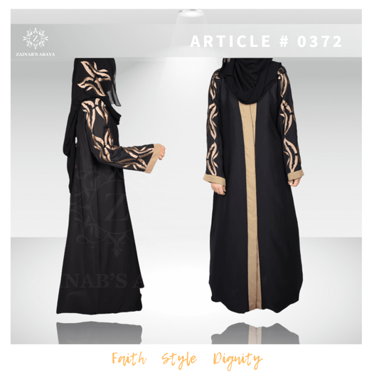 Nida Front Open Gown Abaya With Machine Embroidery on Sleeves – 0372