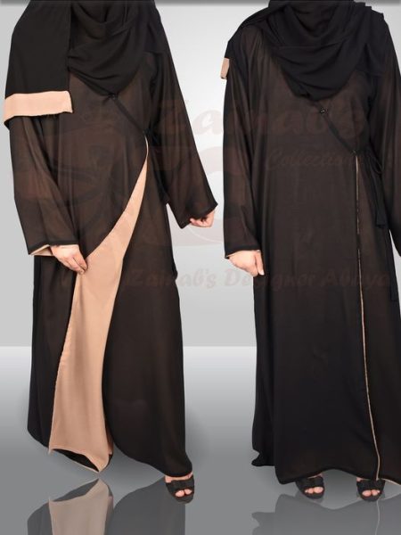 Dual Side Chiffon Undrakha Style Gown Abaya with Chiffon Staller – 0380