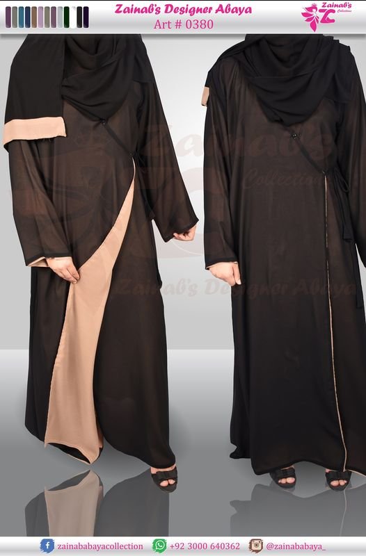 Dual Side Chiffon Undrakha Style Gown Abaya with Chiffon Staller – 0380