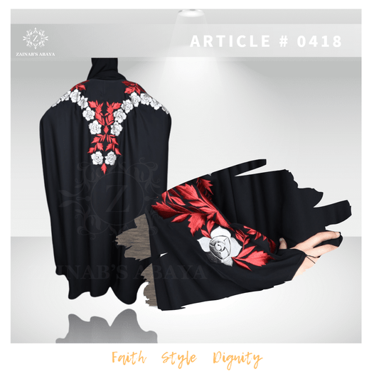 Nida Kaftan Abaya Hand Made and Machine Embroidery on Back and Sleeves – 0418