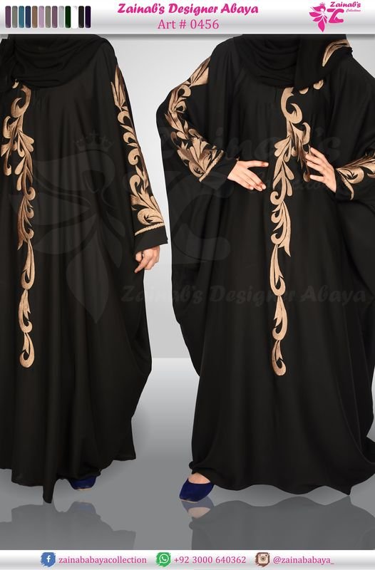 Kaftan Style Abaya ,Hand Made and Machine Embroidery on one Side Front and Sleeves – 0456