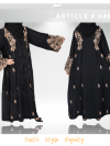 Nida Front Open Abaya Hand Made and Machine Embroidery on Front and Sleeves – 0466