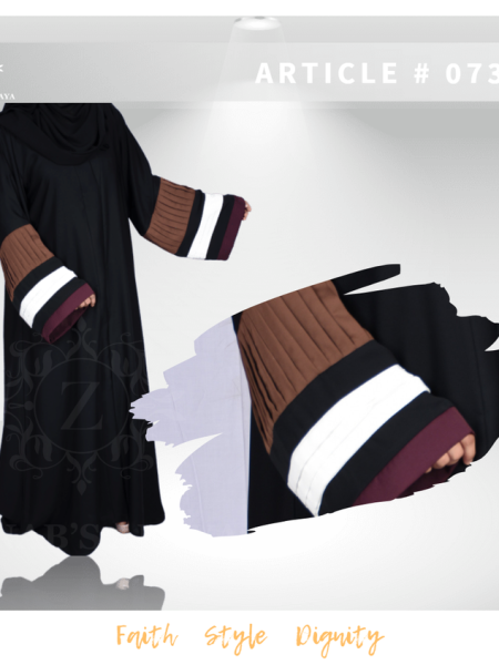 Nida Front Open Abaya with Stylish Plates on Sleeves – 0736