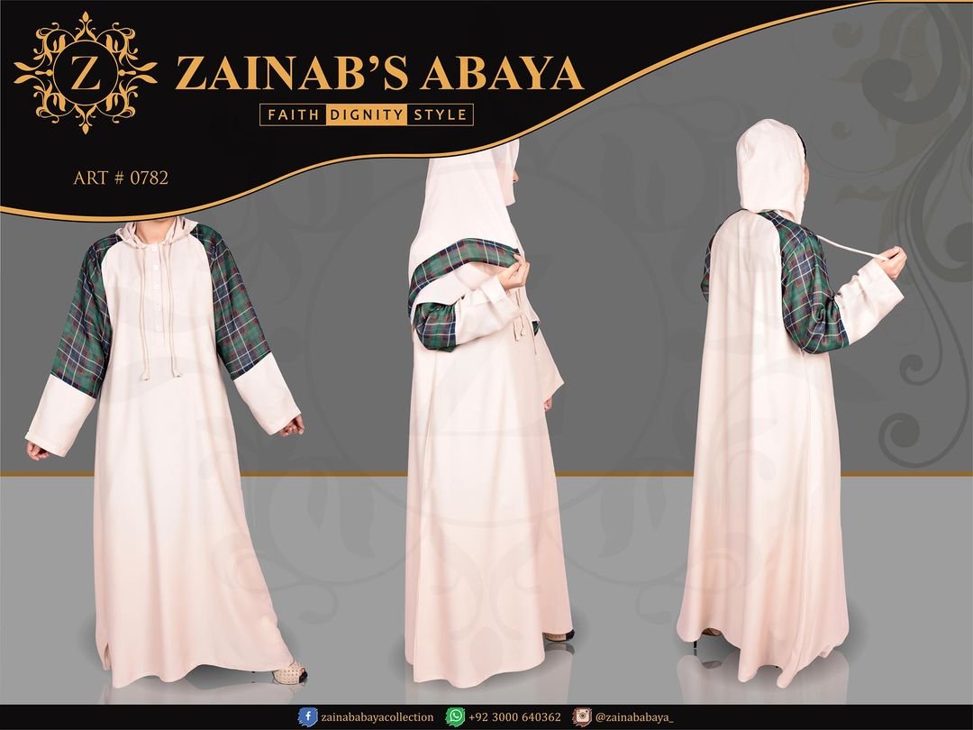 Nida Color Maxi Abaya with Hood, Chiffon Print on Shoulders & Arms – 0782