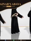 Nida Black Maxi Abaya with Fawn Strips on Shoulders & Cuff – 0785