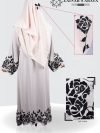 Colored Chiffon Double layer Abaya Hand Made Machine Embroidery all around at Bottom & Sleeves Cuff – 0844