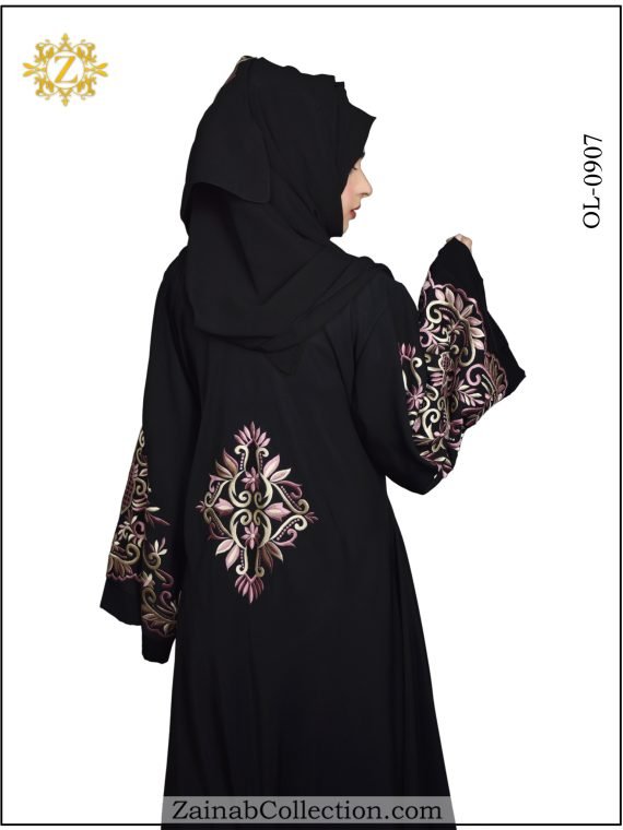 Nida Umbrella Abaya , Stylish Arabic Embroidery on Back Side And Sleeves  - 0907