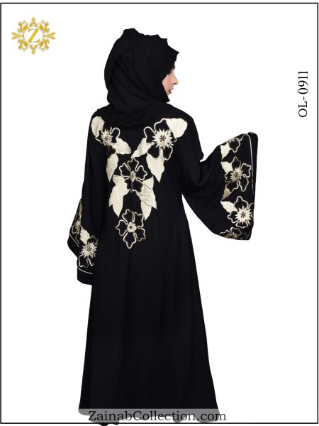 Nida Umbrella Abaya , Butterfly Embroidery on Back Side And Sleeves – 0911