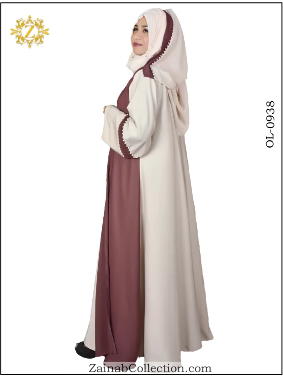 Nida Front Open Abaya , Pearl Work and Open Layer on both Sides – 0938