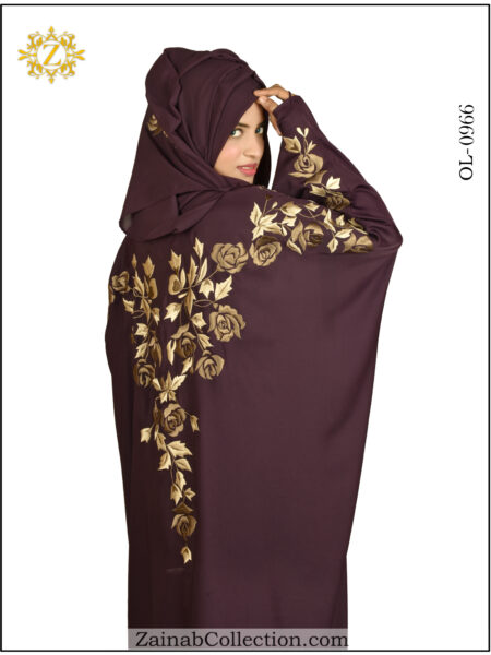 Zainab's Kaftan Abaya Embroidery on back and Front Sleeves - 0966
