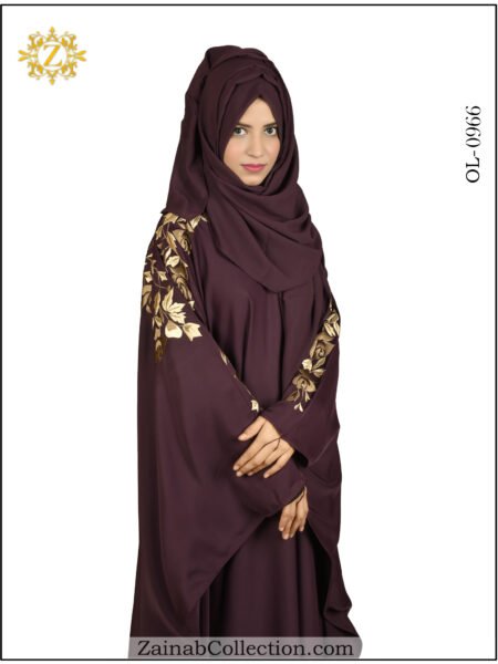 Zainab's Kaftan Abaya Embroidery on back and Front Sleeves - 0966