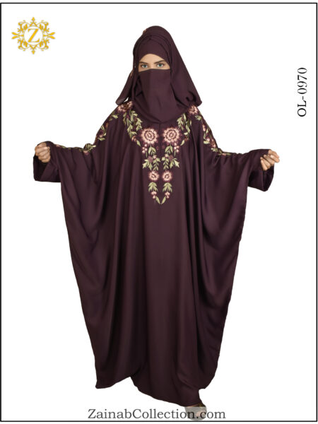 Zainab's Kaftan Abaya ,Embroidery on front and Sleeves - 0970