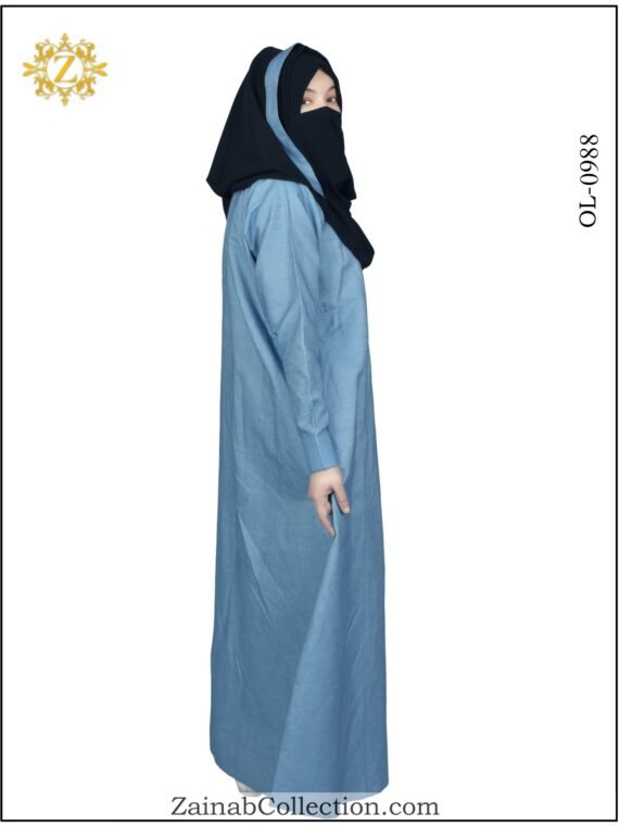 Zainab Denim Abaya Elegance in Serene Sky Blue 0988