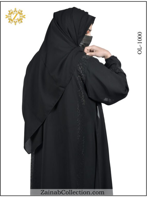 New Zainab Abaya Stone Work Front Open Gown 1000