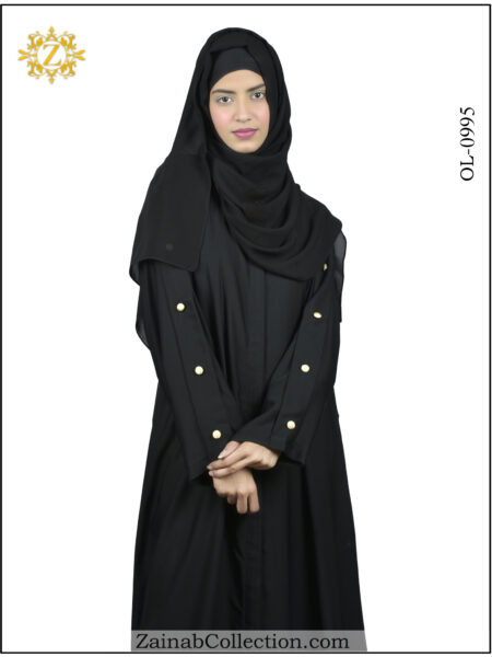 Front Open Gown with Zips and Sleeves Button OL-995