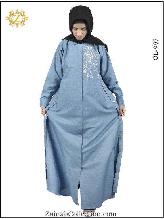 New Denim Gown Embroidery Abaya Motive OL-0997