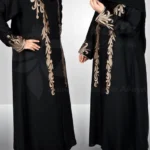Front open abaya with elegant embroidery for a stylish and modest look.