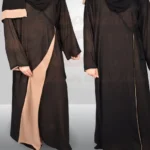 Dual side chiffon gown abaya with a flowing and elegant design, offering a stylish and modest appearance.