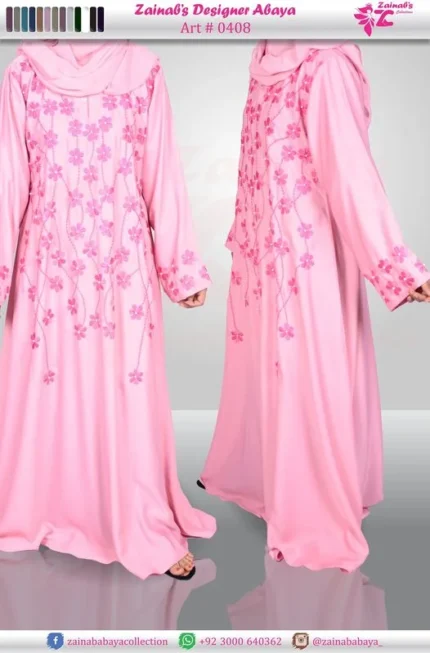 Nida maxi abaya with intricate embroidery, offering a modest and elegant design.