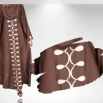 New Nida maxi abaya with intricate embroidery on the front and sleeves, offering an elegant and modest design.