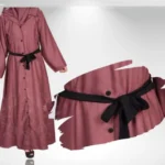 Nida coat style abaya with a black belt, offering a modern and stylish look with modest design.