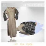 Nida front open abaya with intricate embroidery on the sleeves, offering a stylish and modest design.