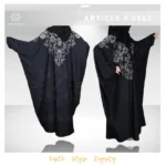 Nida butterfly abaya with intricate embroidery on the front and back, offering a flowing and elegant design.
