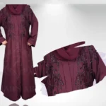 Nida front open abaya with intricate Zardozi work, offering a luxurious and elegant design.