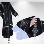 New front open gown abaya with intricate embroidery, offering a stylish and modest design