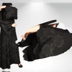 Nida front open gown abaya with intricate embroidery on the sleeves and cuffs, offering a stylish and elegant design.