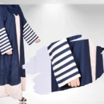 Nida color front open gown abaya with eight stylish strips on the sleeves, offering a modern and modest design.