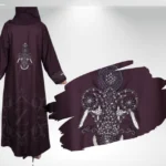 Color front open gown abaya with intricate embroidery, offering a stylish and modest design.