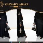 Front open gown abaya in Nida fabric with intricate embroidery, offering a modest and elegant design.