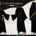 Front open gown abaya in Nida fabric with intricate embroidery, offering a modest and elegant design.