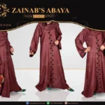 New color maxi abaya in Nida fabric with elegant embroidery, offering a stylish and modest design.