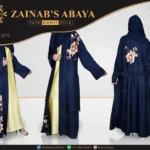 Double gown abaya in Nida fabric with elegant embroidery, offering a layered and stylish design.