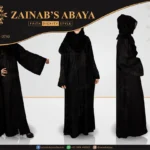 Black front open gown abaya with a sleek and modest design, perfect for casual and formal wear.